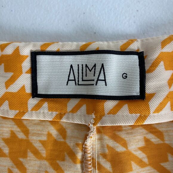 ALLMA  Women's Skort Houndstooth Gold Buttons Front Spring Summer Size S/M - Picture 3 of 10